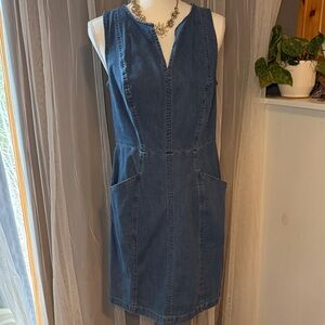 Boden Sleeveless Denim Midi Dress in Blue
